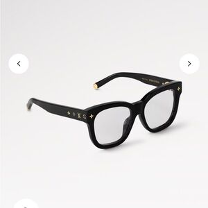 Louis Vuitton Black Square Sunglasses with Gold Monogram Accents